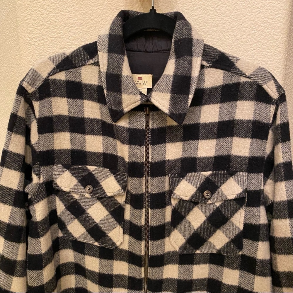 Vtg LIMITED AMERICA Gingham Plaid Wool/Mohair Blend Jacket-Medium-Made in Italy - Picture 3 of 7